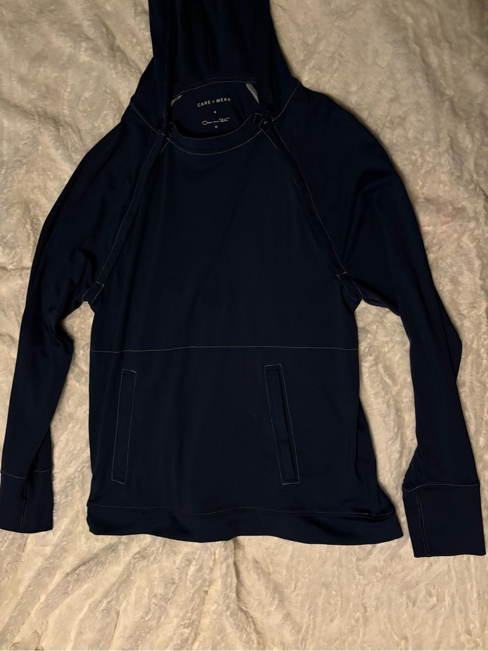 The Oscar de La Renta Care + Wear Medium Navy Blue Chemo Port Access Hoodie